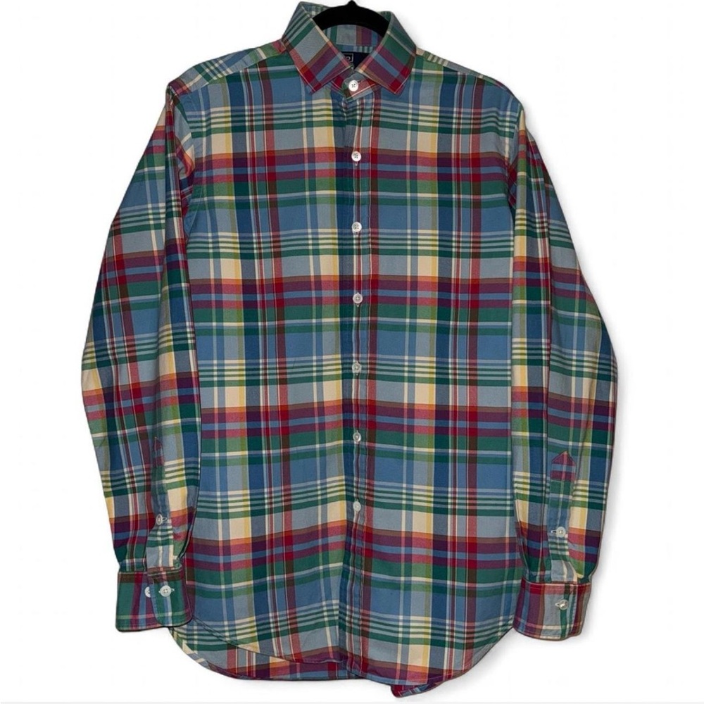 Ralph Lauren Polo blue multicolor plaid button-up flannel shirt
